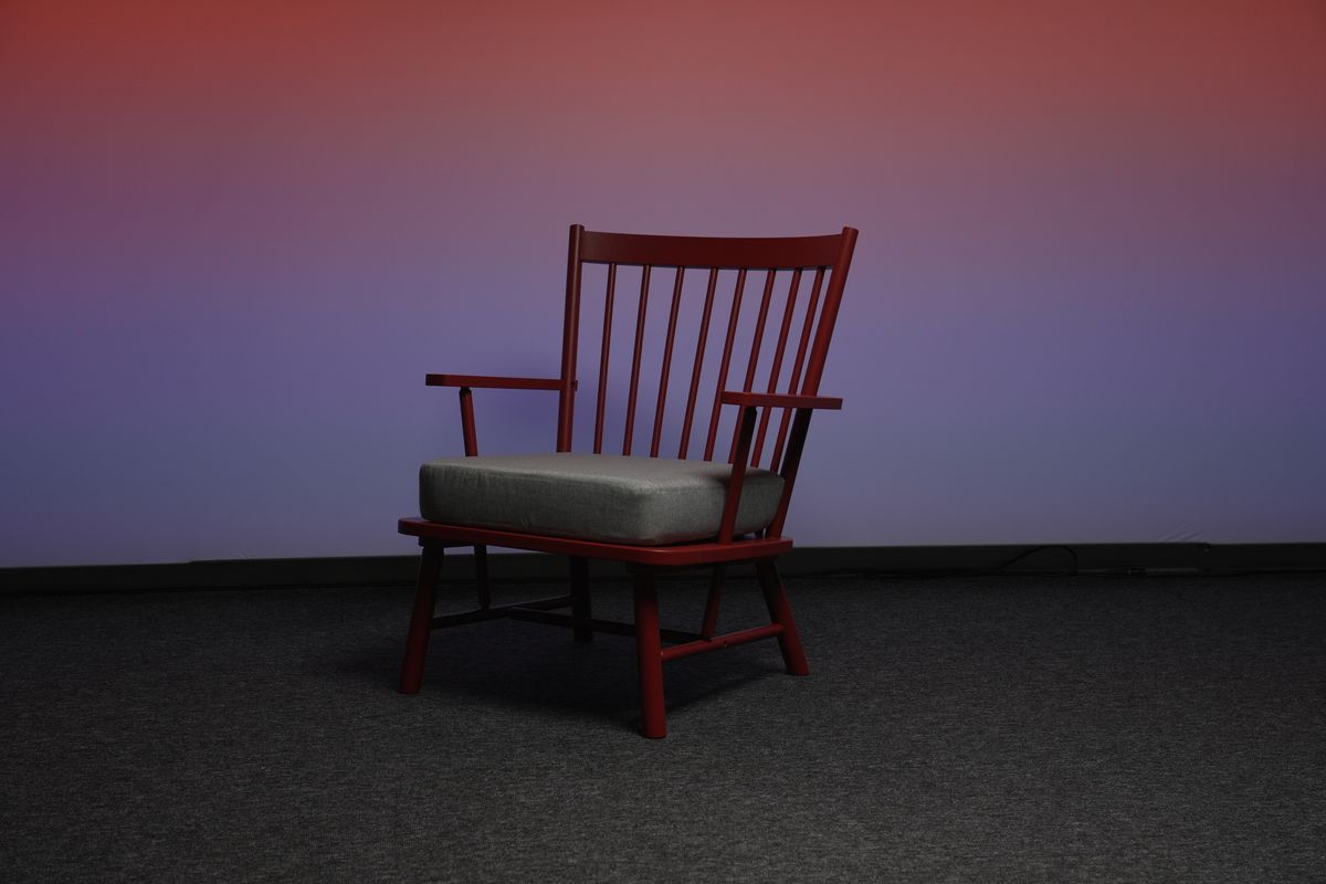 Red wooden armchair
